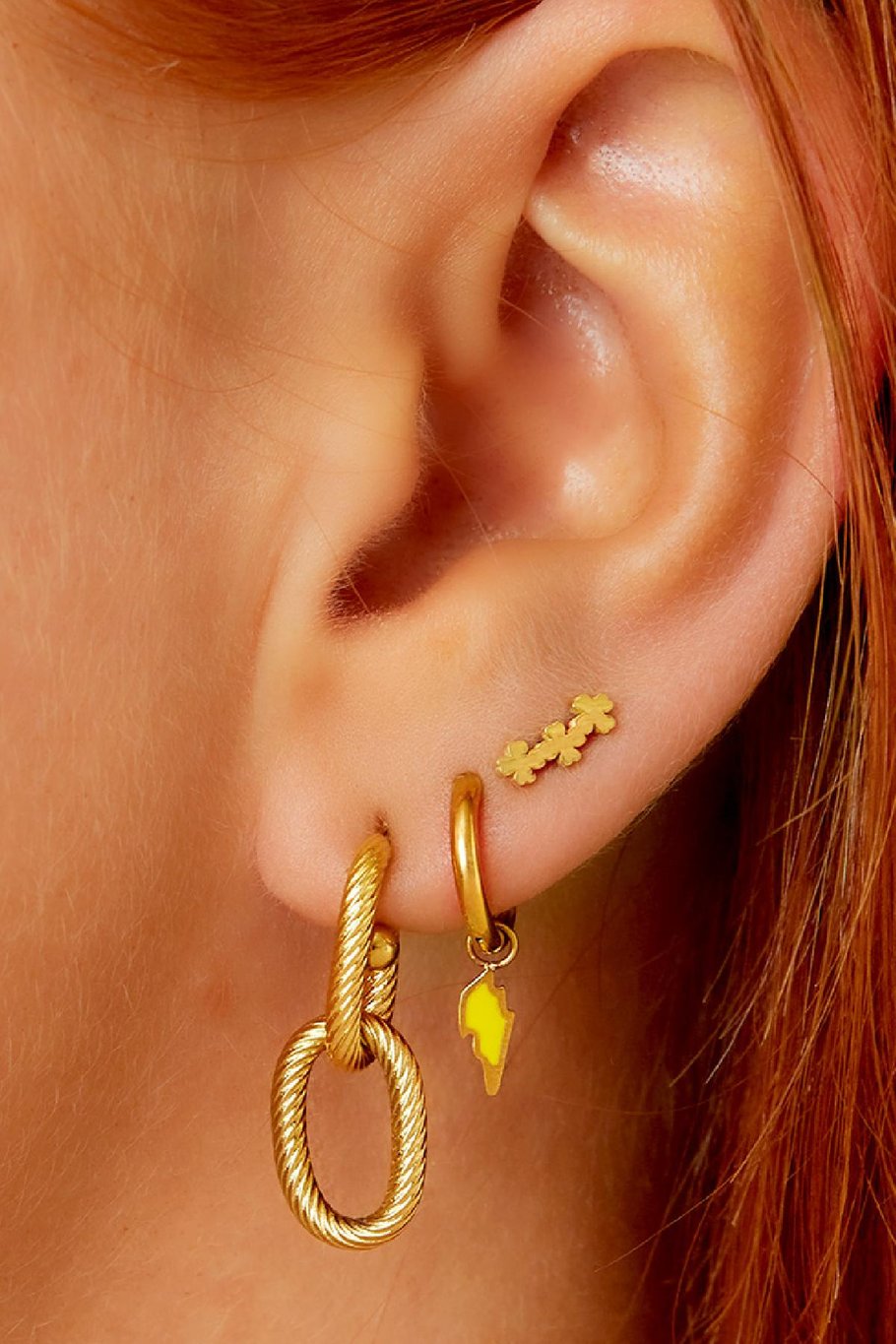 Boucles d'oreilles avec breloque colorée Rose Acier inoxydable Image2